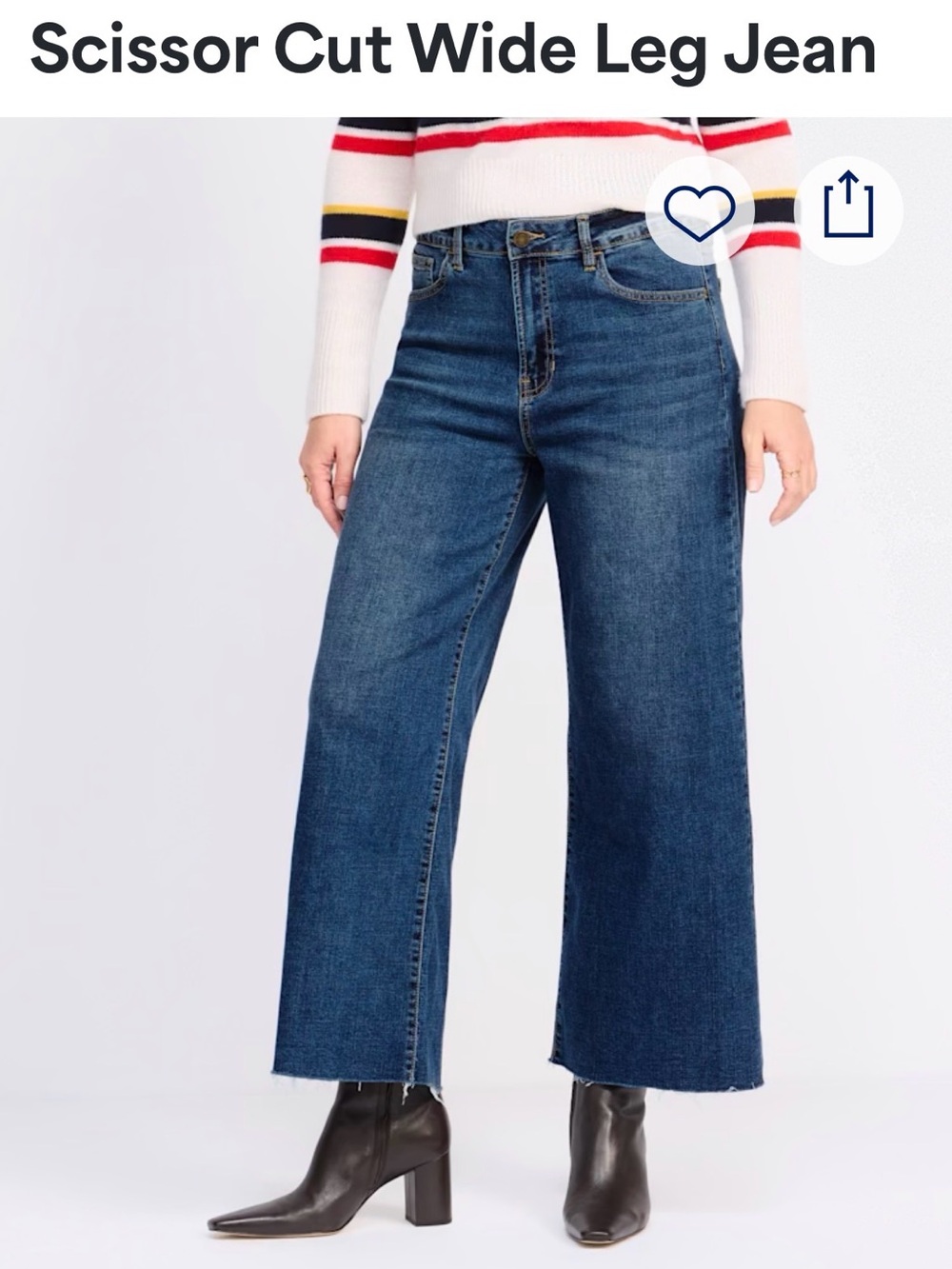 Indigo Dark Blue Scissor-Cut Wide-Leg Jeans